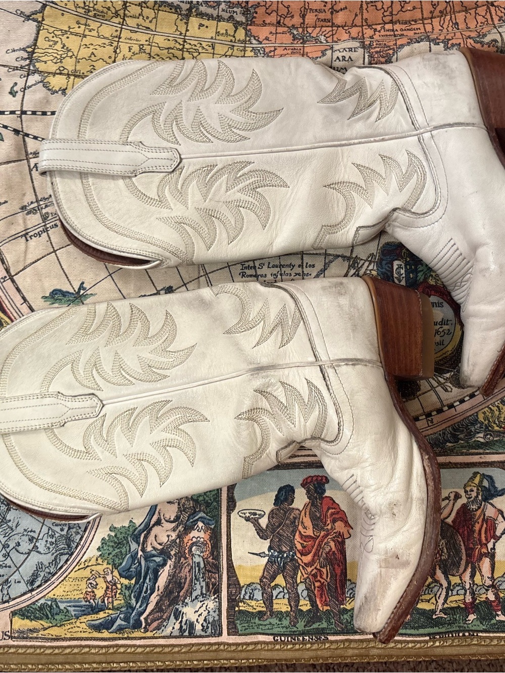 White Leather Western Cowboy Boots - Men